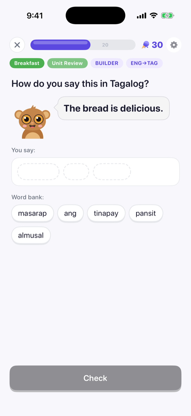 The ube counter reading 30 during a lesson
